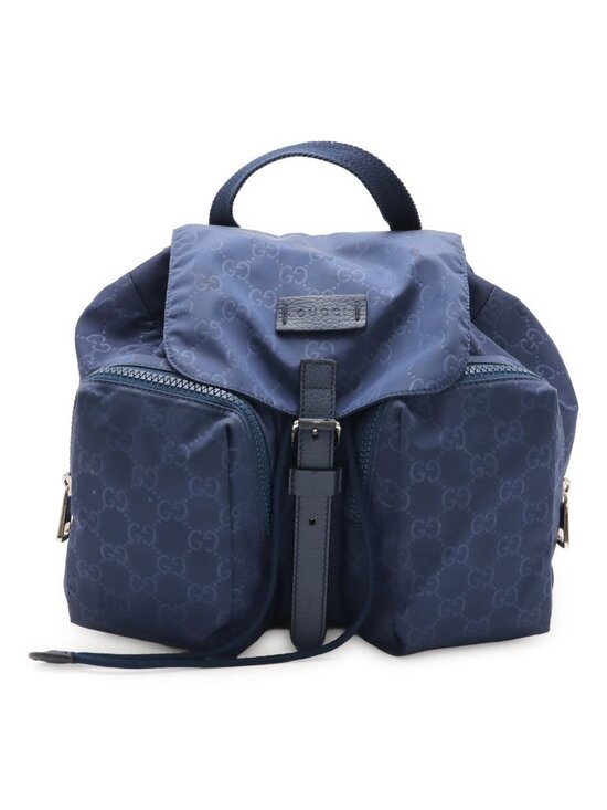 Gucci GG Nylon Backpack Leather Navy Silver main image 7